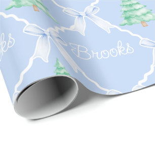 Papel De Regalo Nombre personalizado del árbol de Navidad preppy p