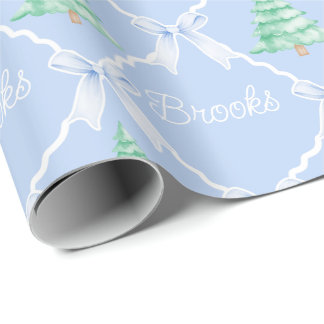 Papel De Regalo Nombre personalizado del árbol de Navidad preppy p