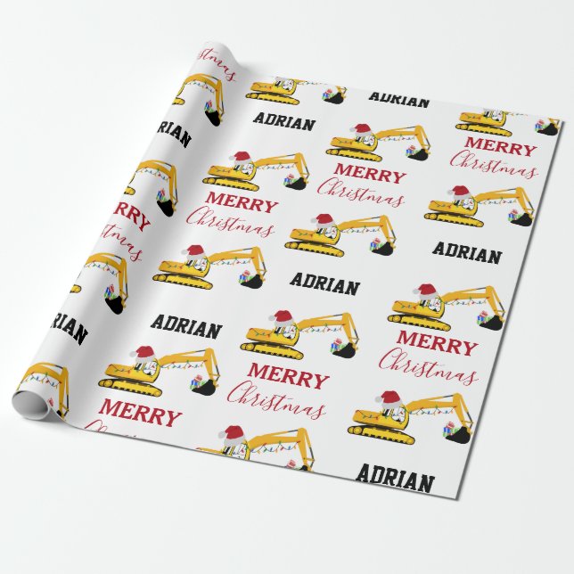 Papel De Regalo Nombre personalizado del camión de construcción de (Desenrollado)