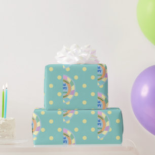 Papel De Regalo Nombre personalizado del conejo de Pascua azul tur