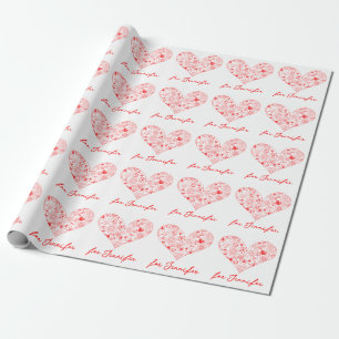 Papel De Regalo Nombre personalizado del corazón floral del El día