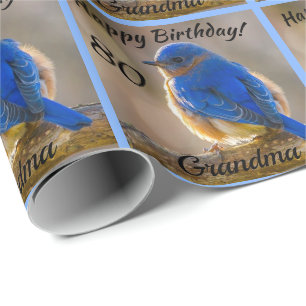 Papel De Regalo Nombre personalizado del cumpleaños de Bluebird of