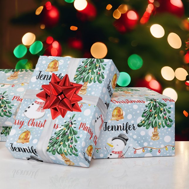 Papel De Regalo Nombre personalizado del patrón de Navidades de co (Subido por el creador)