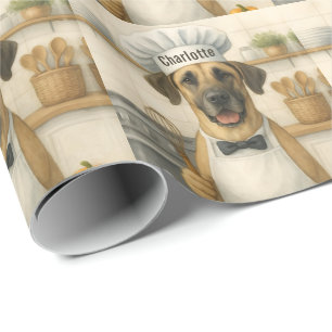 Papel De Regalo Nombre Personalizado Divertido Chef Gran Danés Per