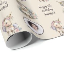 Nombre personalizado Edad Foto Unicorn Cumpleaños