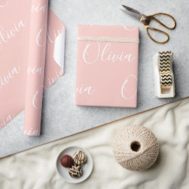 Papel De Regalo Nombre Personalizado Elegante Melocotón Moderno