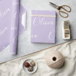 Papel De Regalo Nombre Personalizado Elegante Púrpura Moderno
