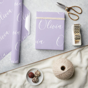 Papel De Regalo Nombre Personalizado Elegante Púrpura Moderno