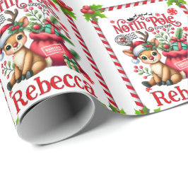 Papel De Regalo Nombre Personalizado Entrega Polo Norte Navidad