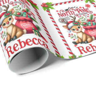 Papel De Regalo Nombre Personalizado Entrega Polo Norte Navidad