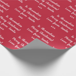 Papel De Regalo Nombre personalizado Feliz Navidad de Santa Red