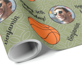Papel De Regalo Nombre personalizado Foto Deporte Baloncesto Cumpl