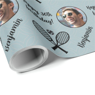 Papel De Regalo Nombre personalizado Foto Deporte Tenis Cumpleaños