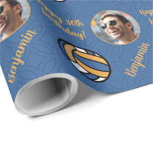 Papel De Regalo Nombre personalizado Foto Deporte Voleibol Cumplea