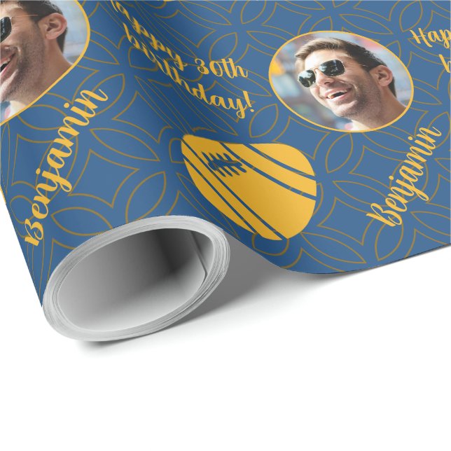 Papel De Regalo Nombre Personalizado Foto Edad Deporte Rugby Cumpl (Esquina del rollo)