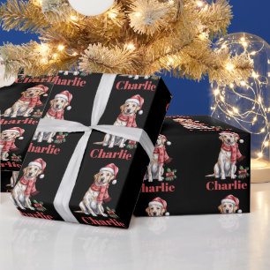 Papel De Regalo Nombre Personalizado Labrador Retriever Navidad