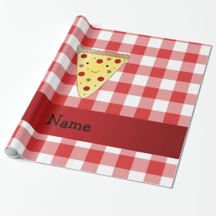 Papel De Regalo Nombre personalizado linda pizza roja a cuadros