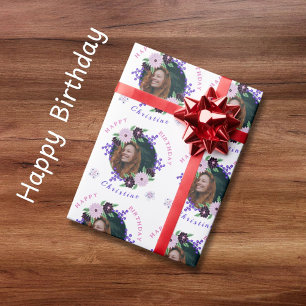 Papel De Regalo Nombre personalizado Mano dibujada Dahlia Floral W