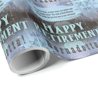 Papel De Regalo Nombre personalizado Mensaje de texto retiro azul