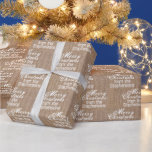 Papel De Regalo Nombre personalizado Merry Christmas Burlap<br><div class="desc">Feliz Navidad de tu nombre o apellido,  papel rústico y rústico de giftwrap con estampado marrón burlap (NO real burlap) decora cualquier regalo con encanto rústico de campo vintage.</div>