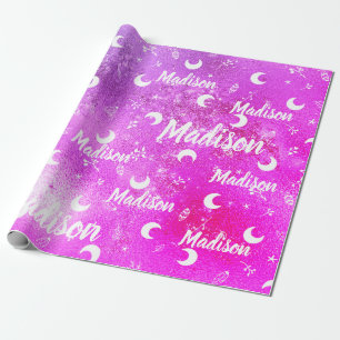 Papel De Regalo Nombre personalizado Moda de hadas vibrante Fuchsi