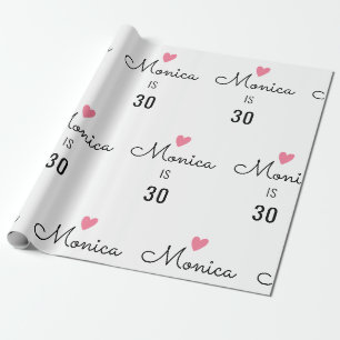 Papel De Regalo Nombre personalizado moderno y cumpleaños de edad