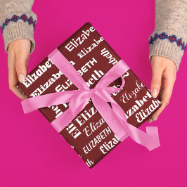 Papel De Regalo Nombre personalizado Monograma inicial Marrón rojo