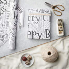 Papel De Regalo Nombre personalizado Navidades felices cumpleaños 