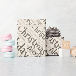 Papel De Regalo Nombre personalizado Navidades felices cumpleaños 