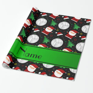 Papel De Regalo Nombre personalizado patrón de navidades de voleib