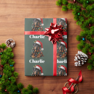 Papel De Regalo Nombre Personalizado Perro Rottweiler Navidad Pers