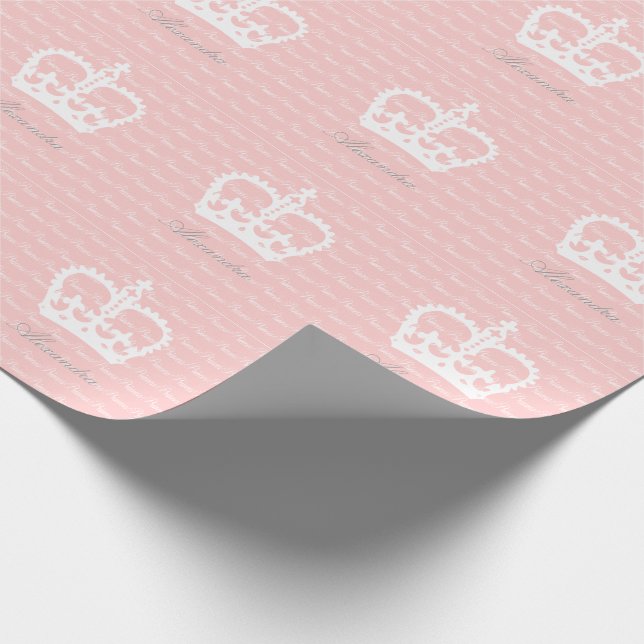 Papel De Regalo Nombre personalizado Princesa Rosa-n-Blanco (Esquina)