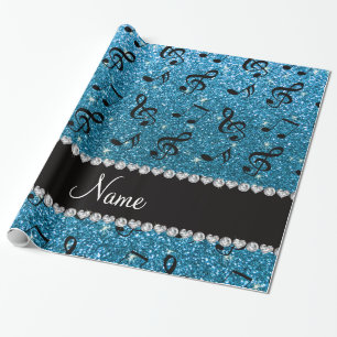 Papel De Regalo Nombre personalizado purpurina azul cielo notas de