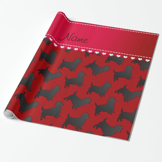 Papel De Regalo Nombre personalizado: Red cairn terrier dogs (Desenrollado)