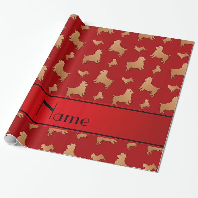 Papel De Regalo Nombre personalizado Red Norwich Terrier Perros (Desenrollado)