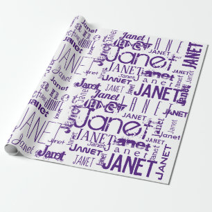 Papel De Regalo Nombre personalizado Tipografía púrpura