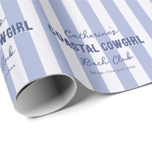 Papel De Regalo Nombre personalizado Vaquera Costera Rayas Azules 