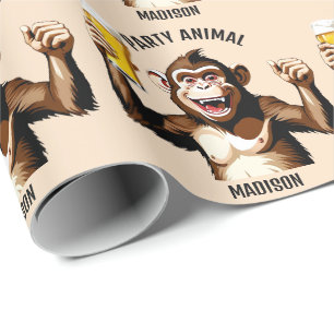 Papel De Regalo Nombre personalizado y animal de fiesta de texto