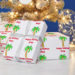 Papel De Regalo Nombre Personalizar Palm Tree Tropical    Christma<br><div class="desc">Este diseño es para los aficionados a los Navidades tropicales del Holidays.</div>