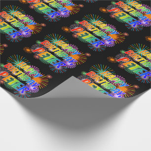 Papel De Regalo Nombre "PETER", diversión "FELIZ CUMPLEAÑOS"