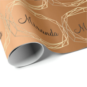Papel De Regalo Nombre Poligonal Black Gold Graduado Bride Diamant