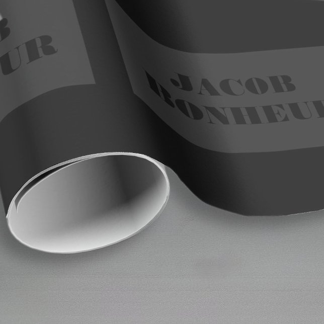 Papel De Regalo Nombre profesional moderno | Gris oscuro y negro (Subido por el creador)