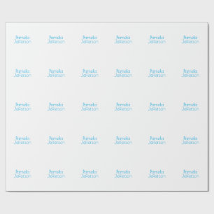 Papel De Regalo Nombre profesional moderno minimalista azul y blan