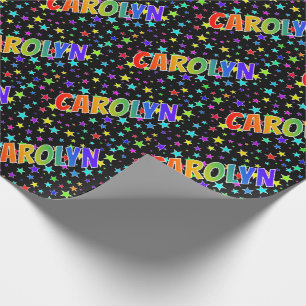 Papel De Regalo Nombre propio "CAROLYN" + Estrellas Arcoíris