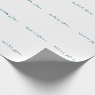 Papel De Regalo Nombre Propio Creativo Moderno Blanco Azul Océano