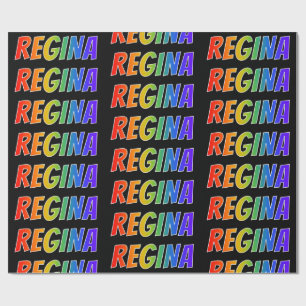Papel De Regalo Nombre "REGINA" del arco iris; Diversión y
