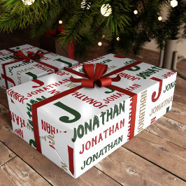 Papel De Regalo Nombre repetido de vacaciones personalizado