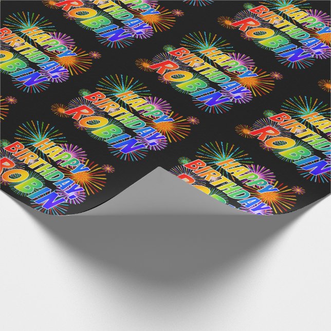 Papel De Regalo Nombre "ROBIN", diversión "FELIZ CUMPLEAÑOS" (Esquina)