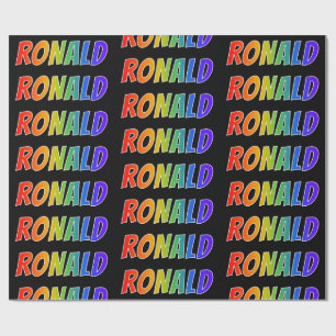 Papel De Regalo Nombre "RONALD" en arcoíris; Divertido y Colorido