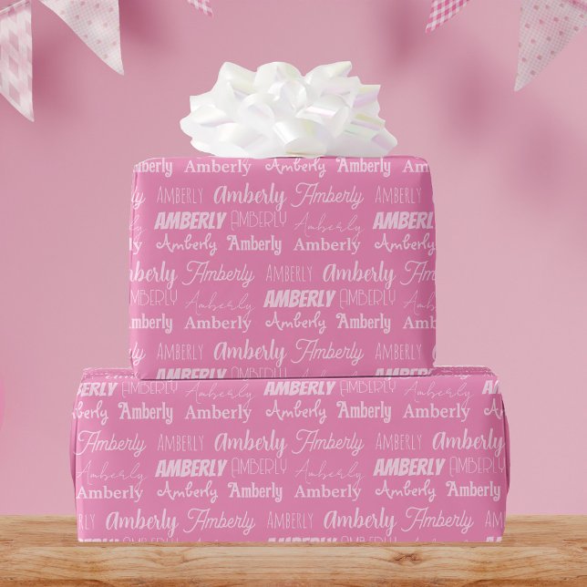 Papel De Regalo Nombre Rosa Personalizado Cute Fonts Collage Cumpl (Subido por el creador)